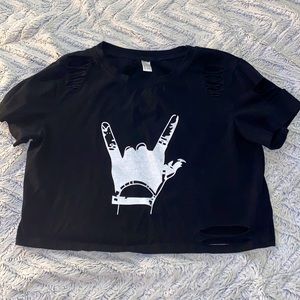 Black ripped crop top